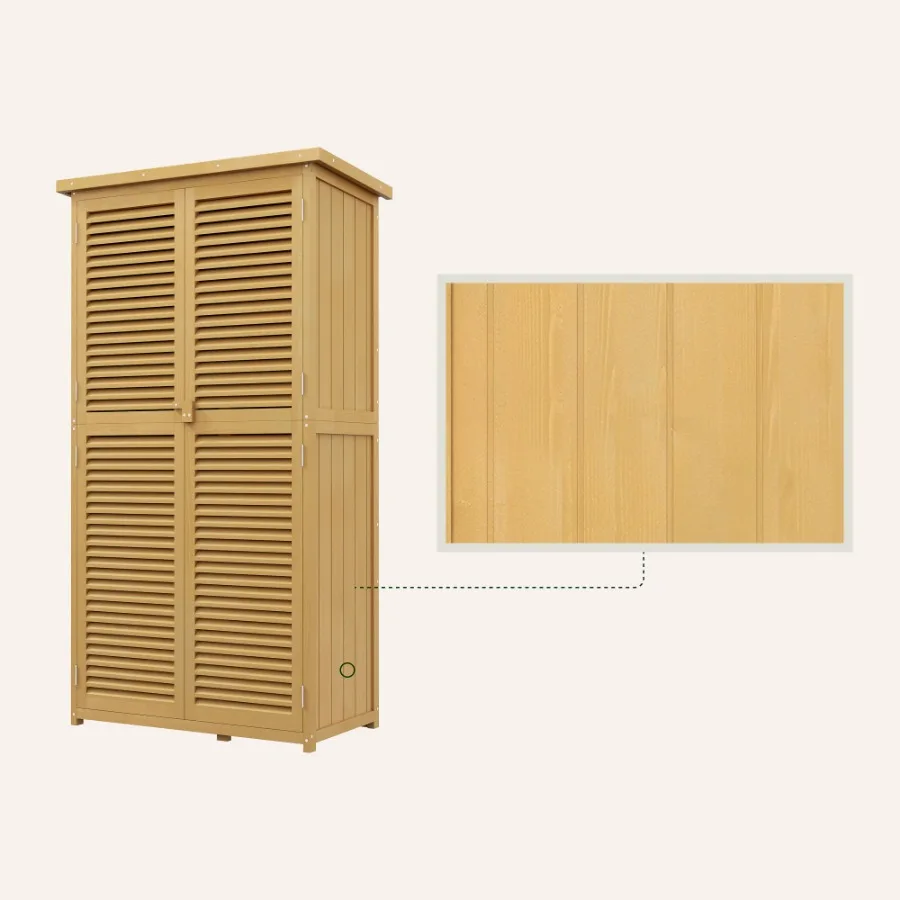 Gudang Penyimpanan Taman Kayu 5' x 3' dengan Atap Aspal dan 2 Pintu Kayu Besar dengan Kunci Yw