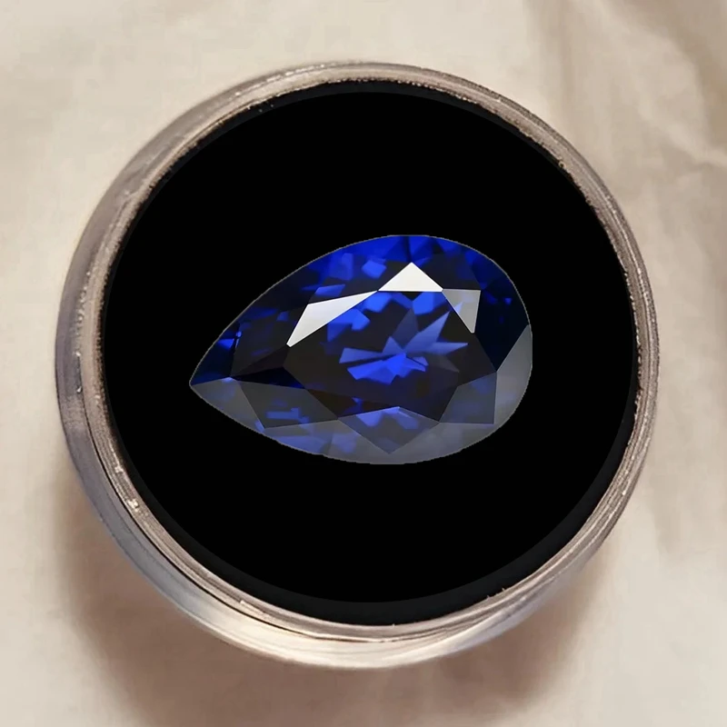 Boxed Large Pretty Blue Sapphire 13×18mm Pear Cut VVS Loose Gemstone for Jewelry Making Inlay Collection Gift Pretty Stone