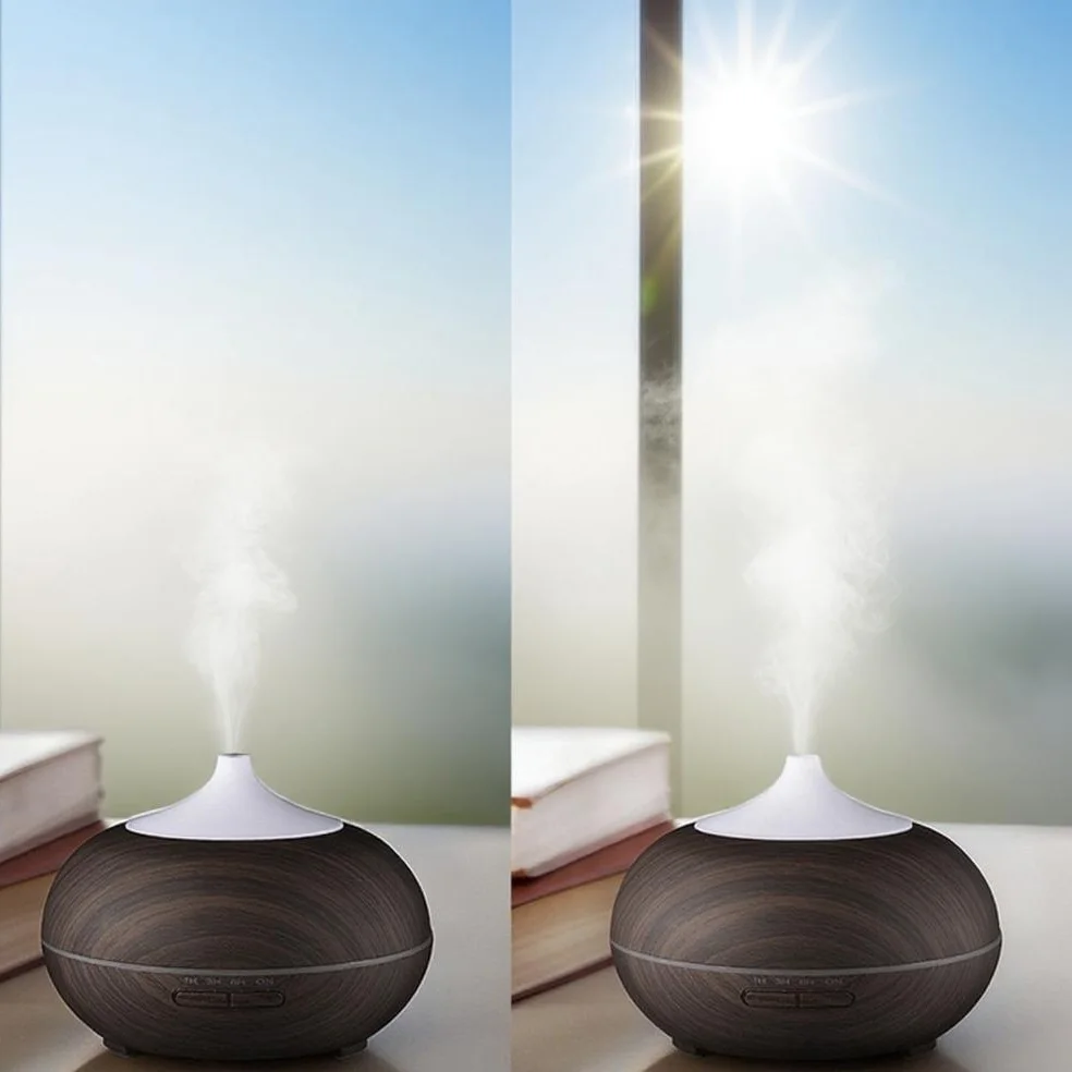 

550ml Wood Grain Aroma Diffuser & Cool Mist Humidifier with Remote Control, Timer, US Plug
