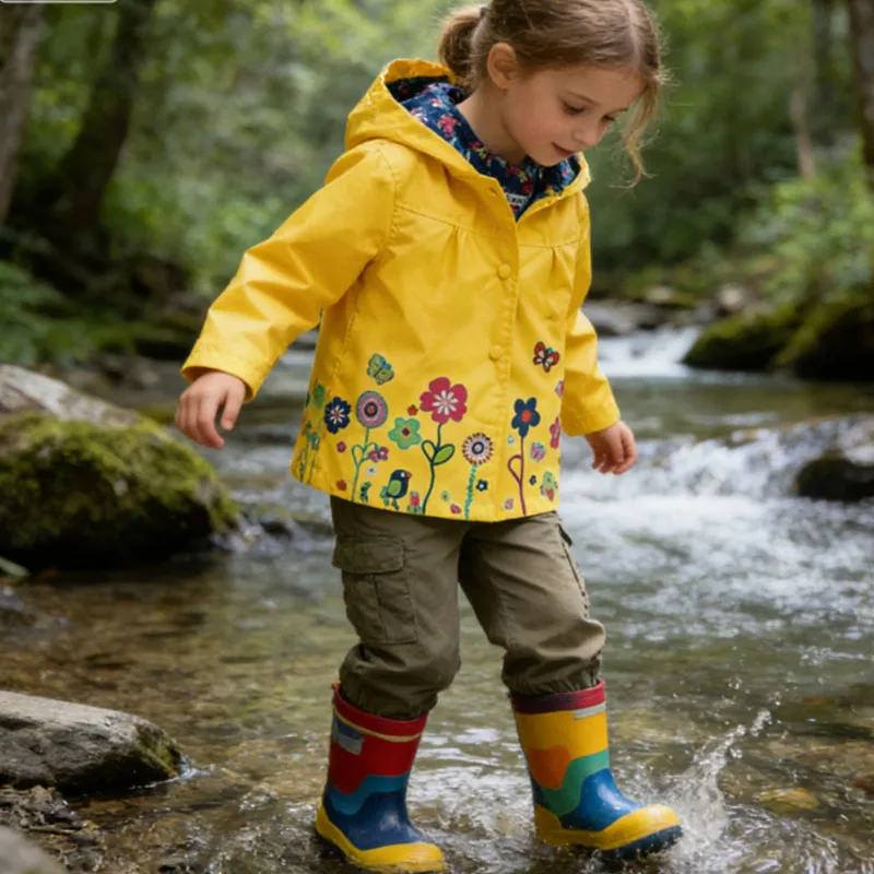 

Детская водонепроницаемая одежда с цветочным принтом для девочек, весенняя повседневная ветровка для мальчиков, куртка с длинным рукавом, детская толстовка с цветочным принтом, верхняя одежда