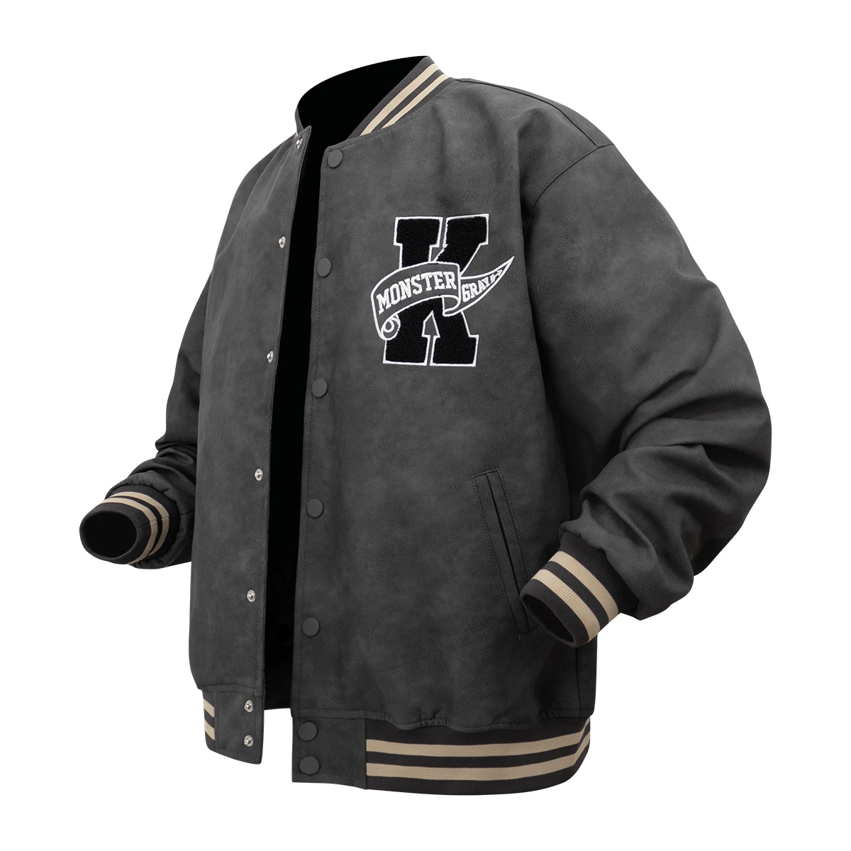 

Men's Faux Leather Boomber Jackets Letter Embroidery Motorcycle Coats Varsity Baseball Outerwear Jcakets For Fall&winter