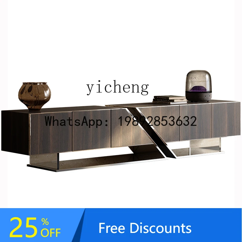 AA  telescopic TV cabinet combination smoked walnut coffee table  home decoration accessories