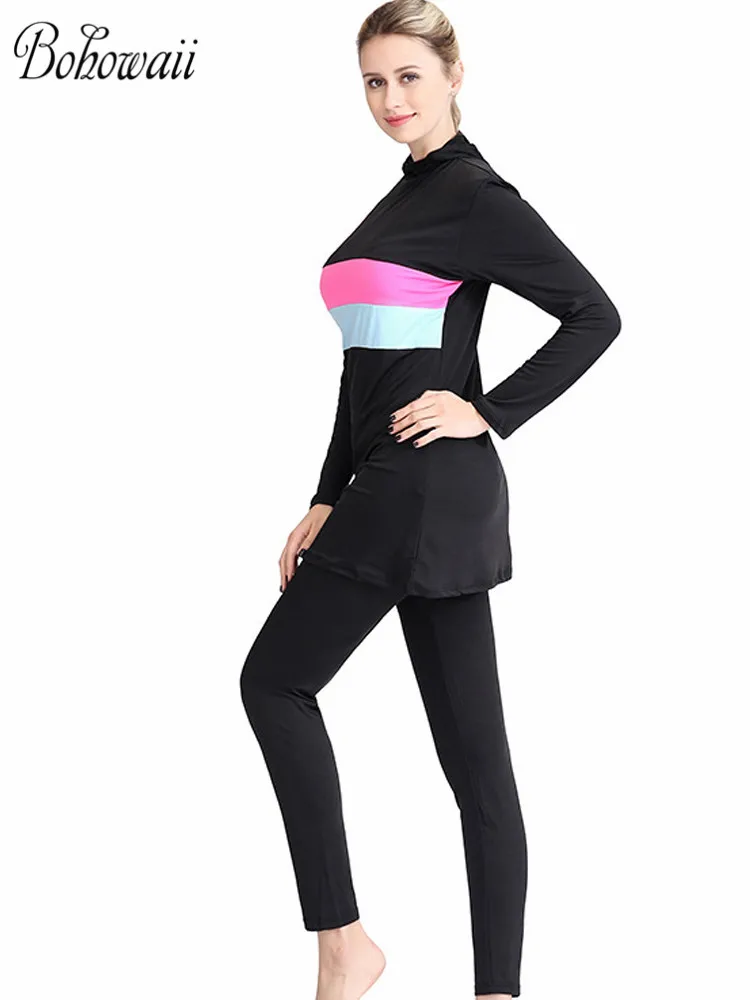 BOHOWAII Burkini para mujer, traje de baño musulmán de talla grande, Borkini, gorro de Hijab, modesto