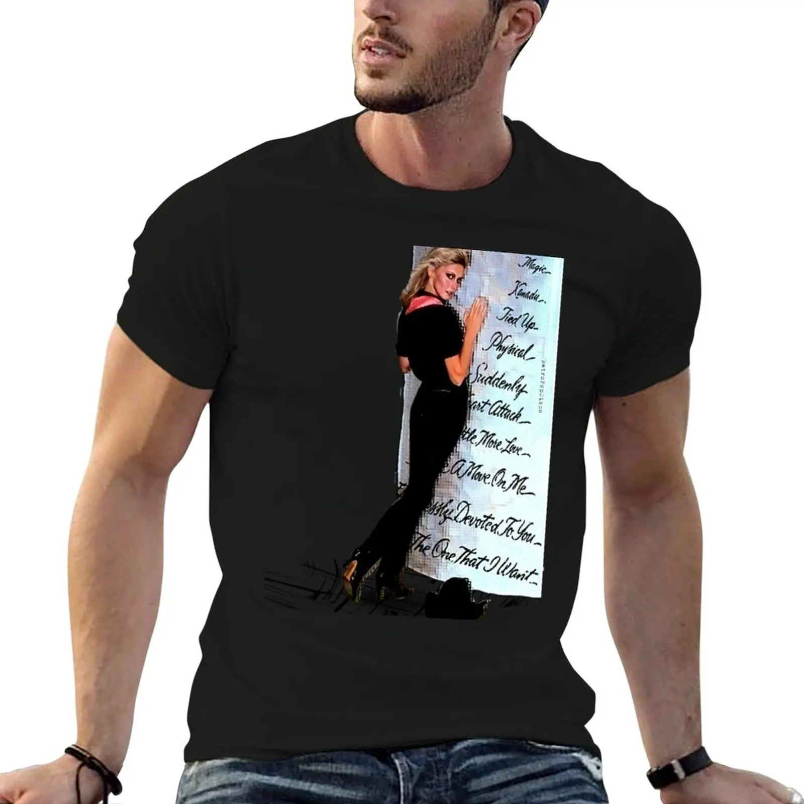 

Hot - PopRetroDisco Song man shirt luxury t T-Shirt cotton t List shirt Designed Newton-John man Olivia by Totally