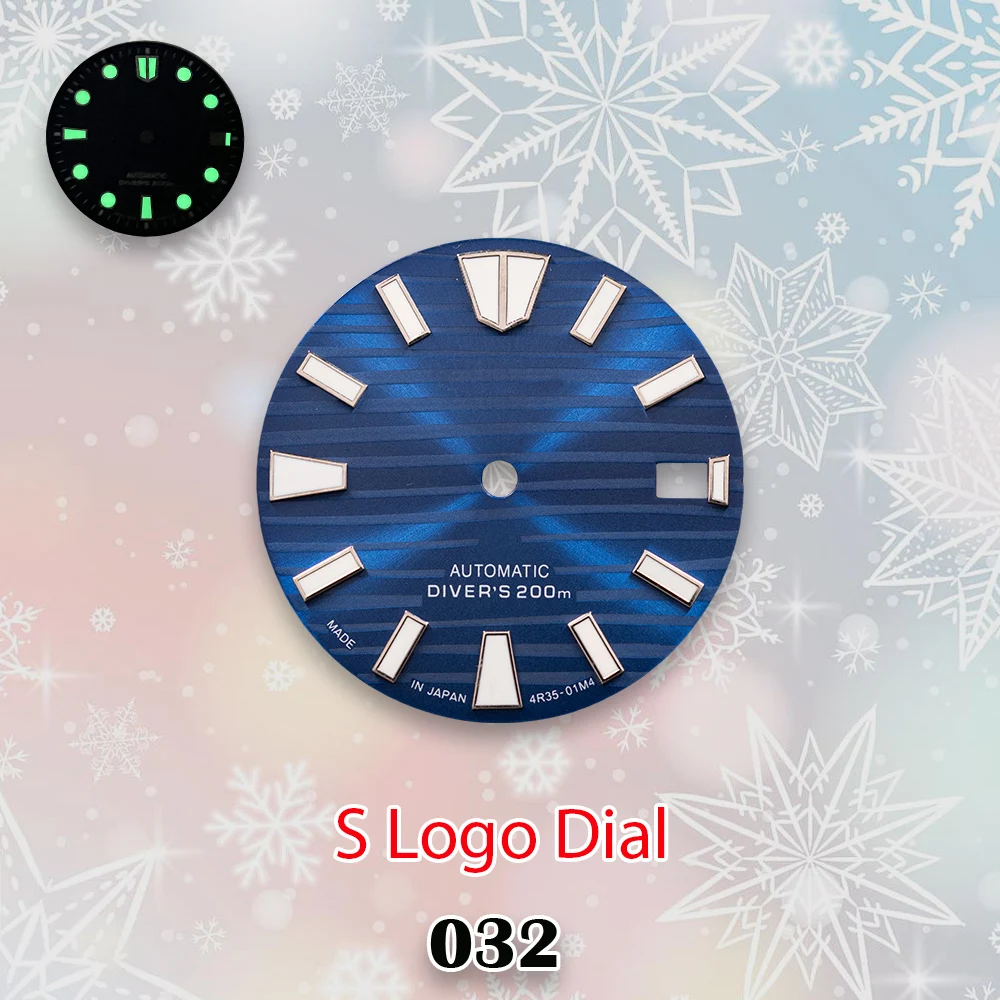 28.5 مللي متر NH35 الطلب S شعار التلقائي غواص لا الأيدي صالح NH36/4R/7S اليابانية حركة C3 مضيئة ساعة تعديل الملحقات