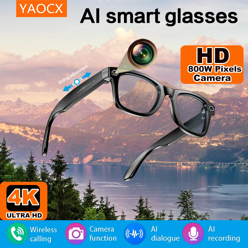 

YAOCX AI smart glasses, camera, WIFI image transfer, intelligent recognition glasses, 800W camera, Bluetooth music call