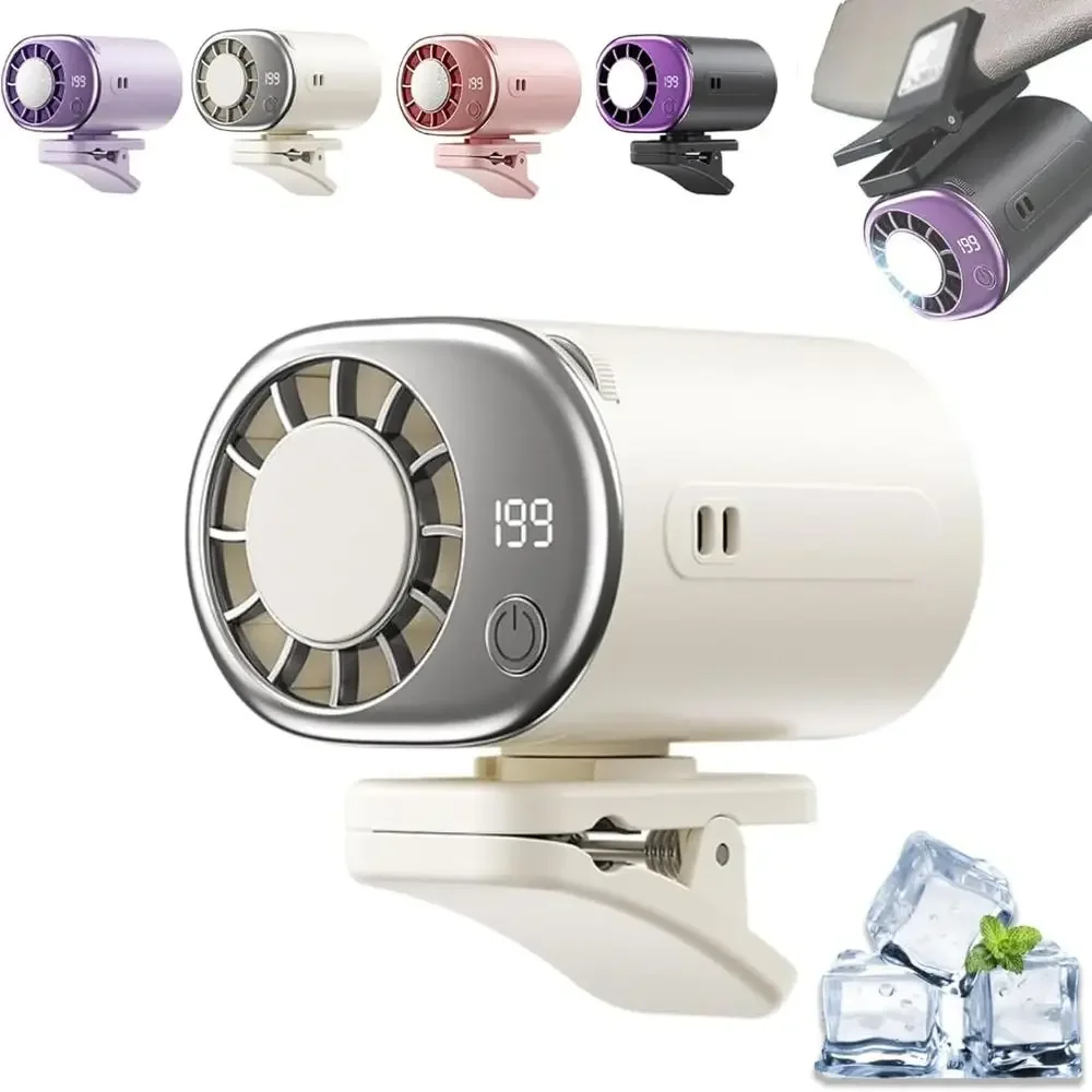 Car Clip on Air Conditioner 199 Speeds Adjustable 360° Rotation Semiconductor Cooling Fan Wide Clamp