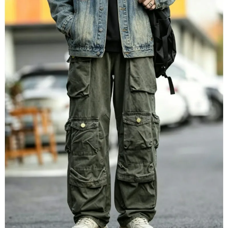 Men's Retro Casual Pants Loose Outdoor Sports Cycling Hiking Camping Travel Home Daily Men's Multi Pocket Work Clothes Pants