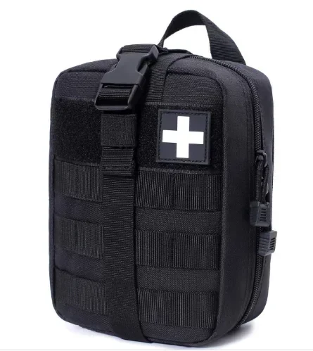 Tactical First Aid Kit Pouch – 600D Nylon Rip-Away Utility EMT Bag (Black)