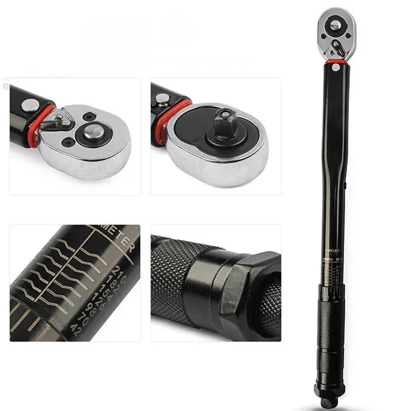 3/8 Inch Torque Wrench 19-110N.m Torques Key Preofessional Bicycle Car Repair Tool Two-way Precise 3/8 Square to 1/4 Hex Adapter