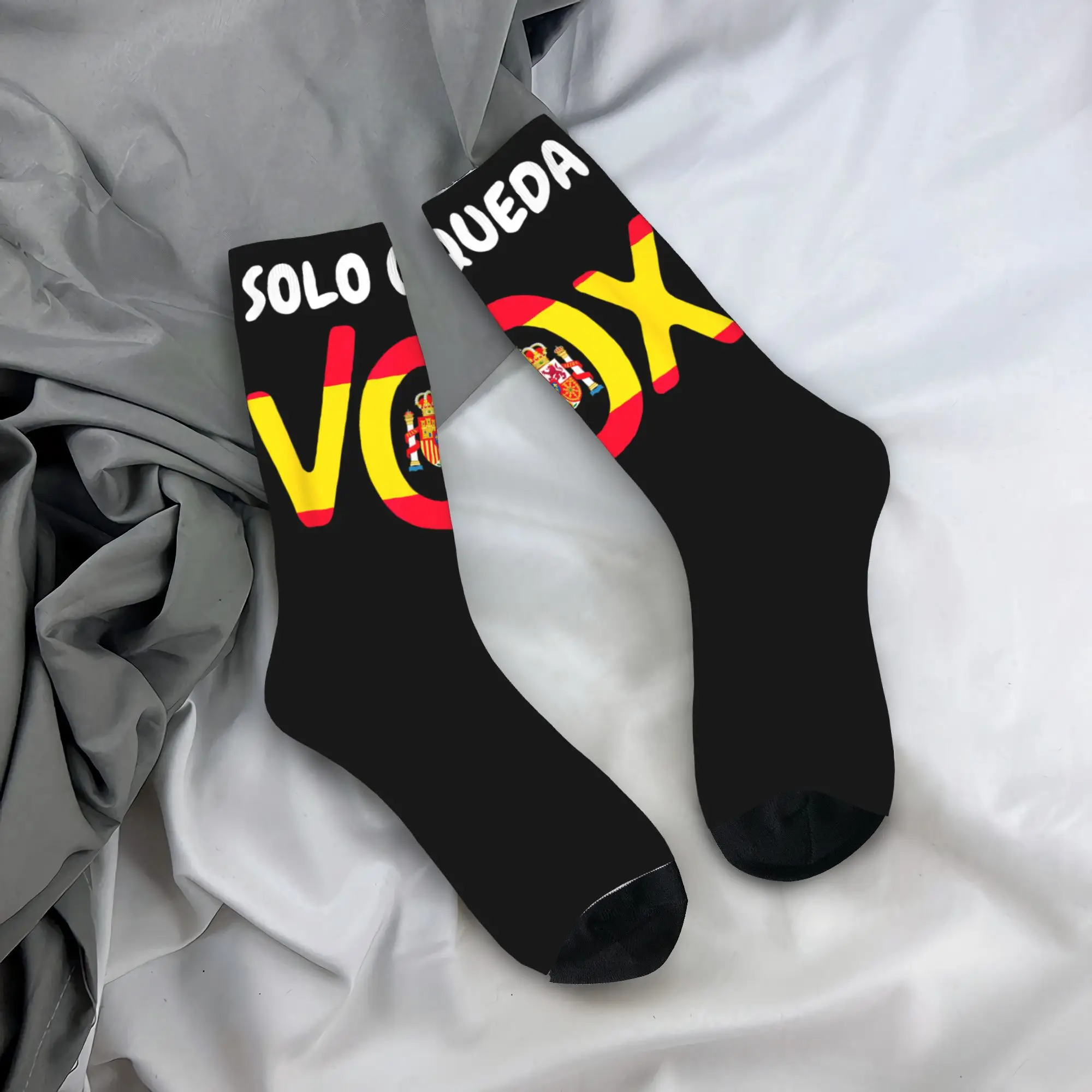 Spain Vox Logo Socks  Gothic Stockings Men Soft Breathable Running Sports Socks Winter Pattern Anti Skid Socks