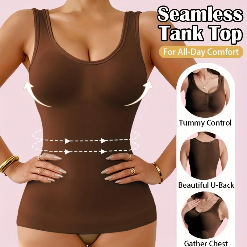 1pc Frauen Bauch-steuer Shapewear Klassische 2-IN-1 Mit Gepolsterter Bh Hohe Elastische Weste Body Shaper Up Lift korsett Cami Tank Tops