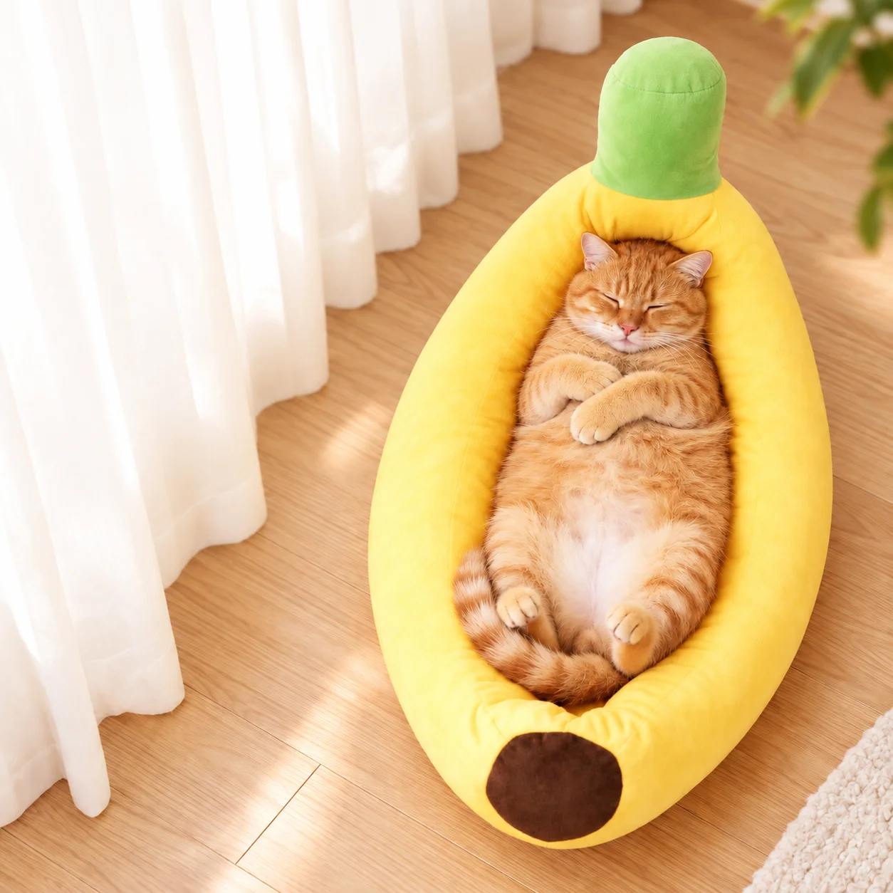 Bananenförmiges Haustierbett, weiches Plüsch-Katzenbett, warmes Hundebett, gemütliches Haustierkissen, abnehmbares, waschbares Nest, Sofa für alle Jahreszeiten, Haustierzubehör