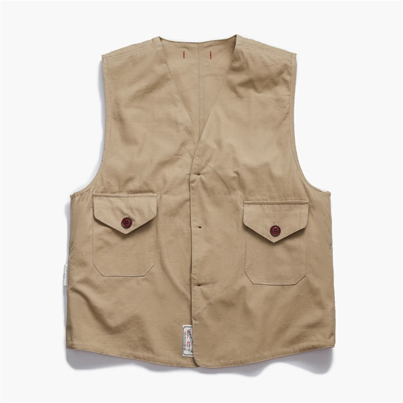 

America Style High Quality Durable Men's Canva Waistcoat Outdoor Hunting Casual Versatile Multi Pockets Sleeveless Cargo Tops