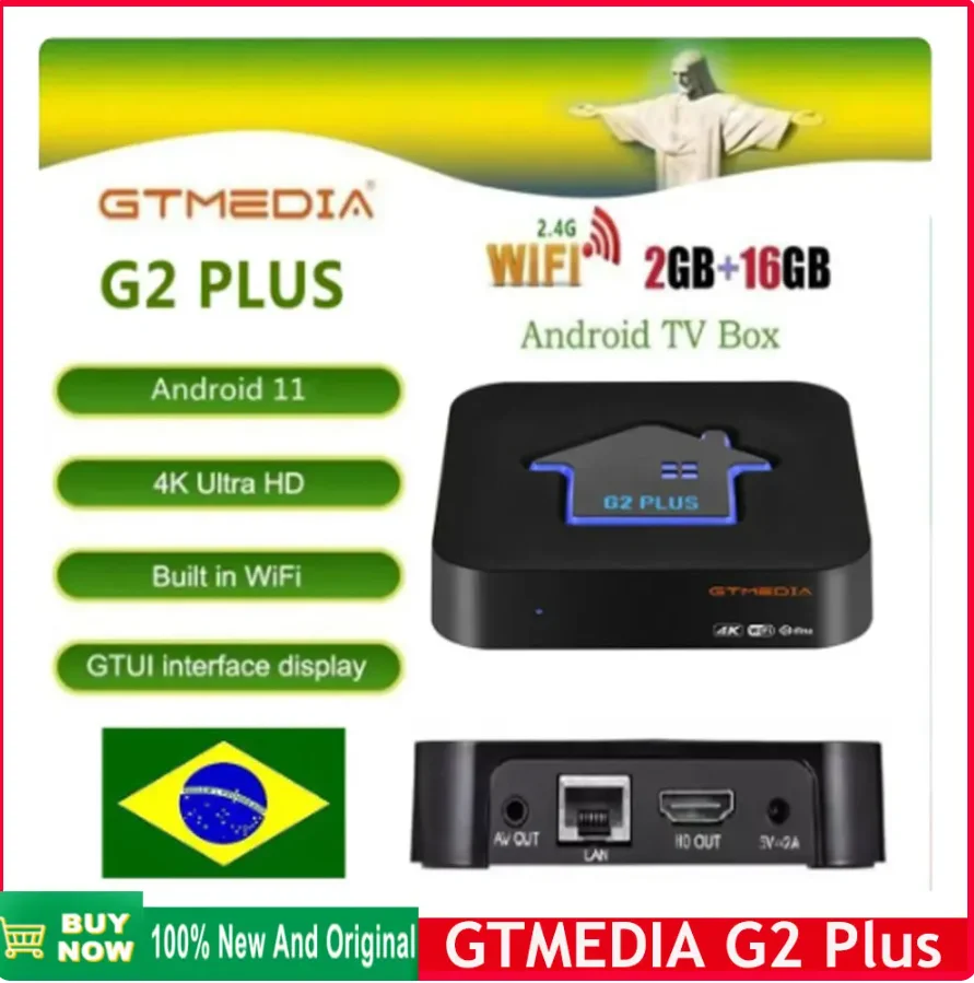 GTmedia G2 PLUS Android 11.0 TV BOX Amlogic S905W2 2G16G Built-in 2.4G Wifi 4K H.265 GTPlayer Set Top Box G2Plus