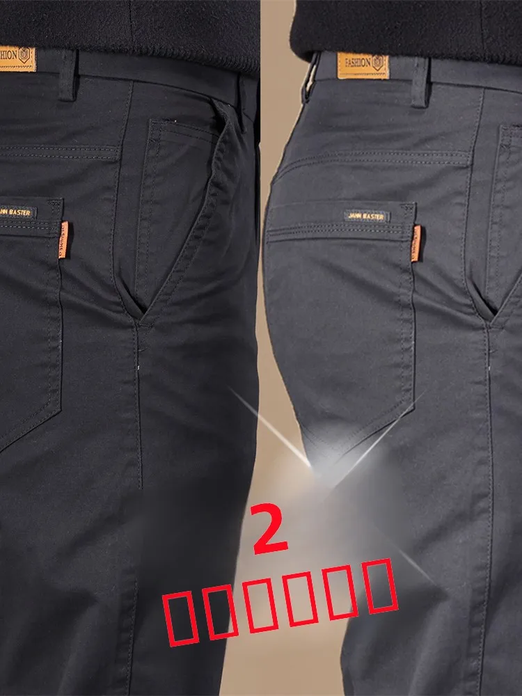 

Men's Casual Straight Leg Pants Loose Fit Comfortable Wear Resistant Elastic Large Size Workwear Trousers for Daily Use