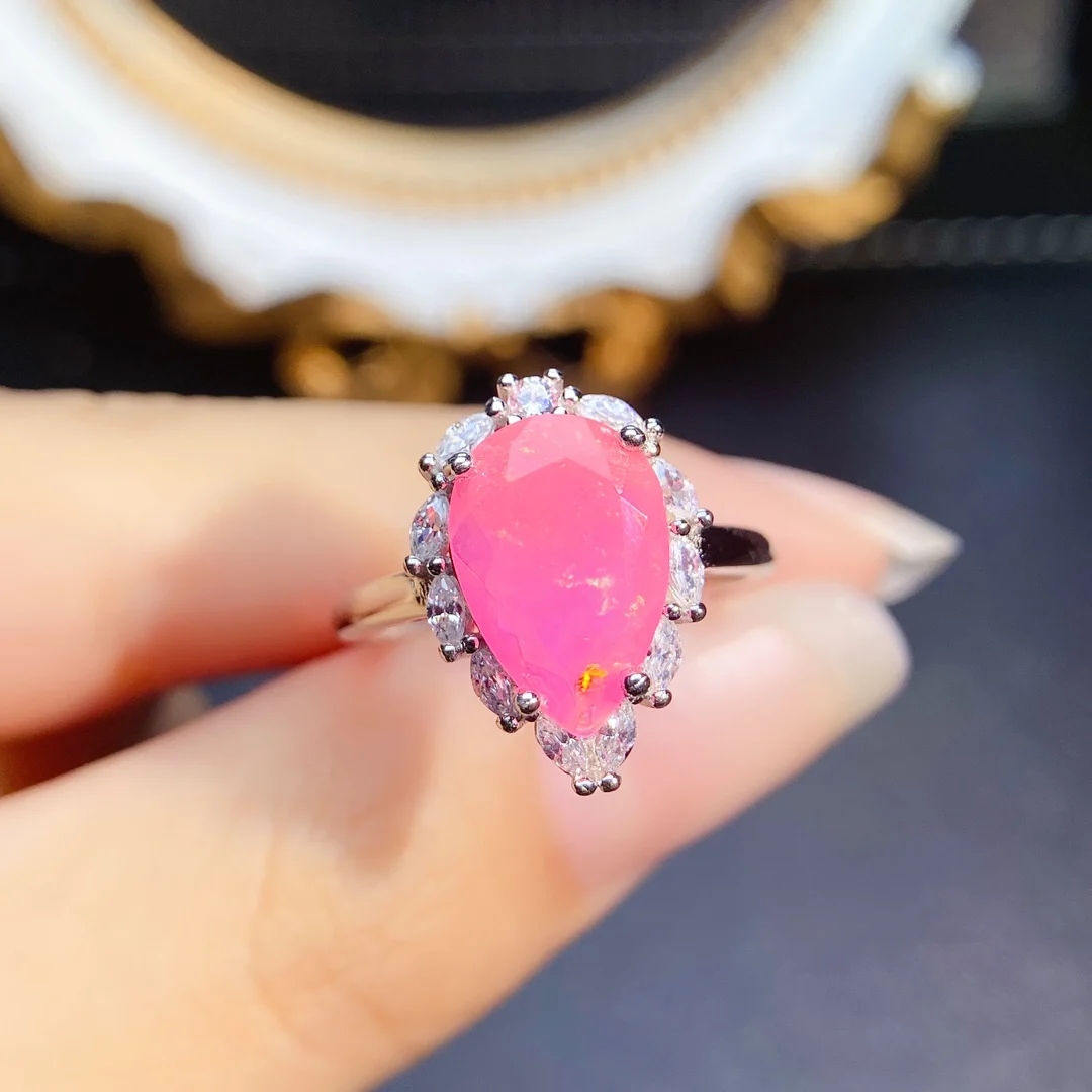 Vintage Oval Pink Opal Engagement Ring 925 Sterling Silver Opal Solitaire Engagement Ring October Birthstone Rings For Women Man