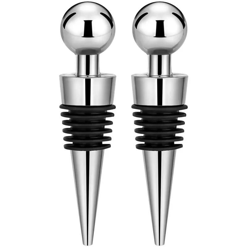 2pcs/set Silver Bottle Stopper Round Ball Shape Champagne Saver Home Bar Accessory Wine Stoppers Gadget for Wedding Club Party