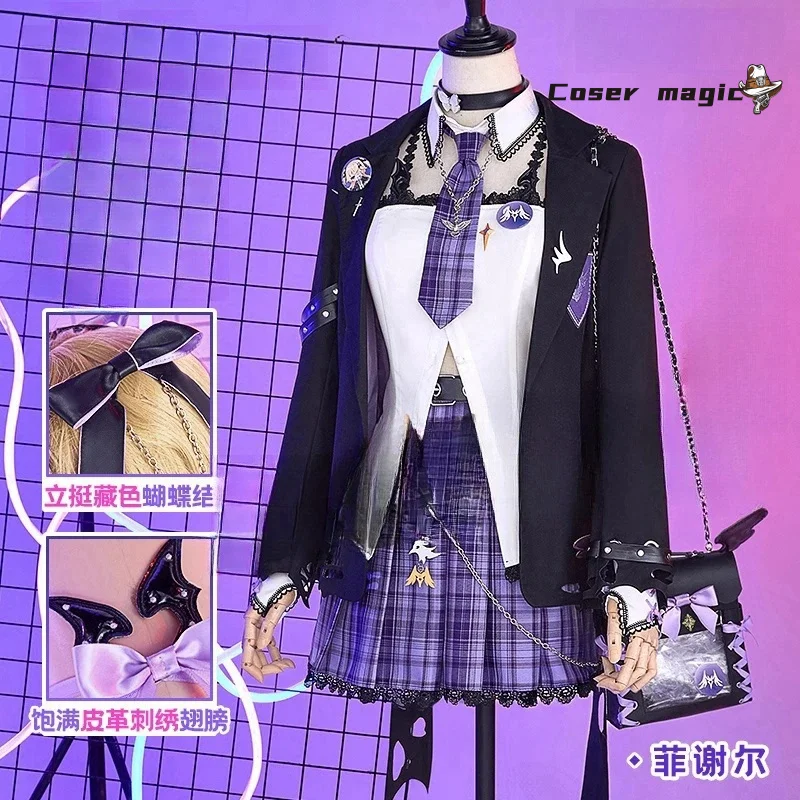 أزياء Fischl Form Genshin Impact التأثيرية أزياء أنيمي لعبة مقهى Fischl فستان موحد أزياء الهالوين للسيدات