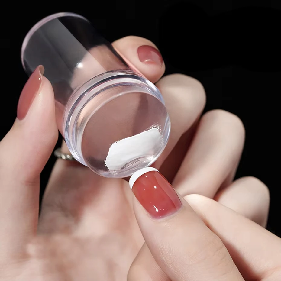 Silikon Transparent Nail art Stamping Kit Französisch Für Maniküre Platte Stempel Polnischen Schablone Vorlage Siegel Stamper Schaber