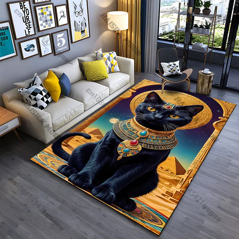 Regal cat ancient Egyptian theme carpet Yoga living room room decor children's crawling mat doormat area rug games mat