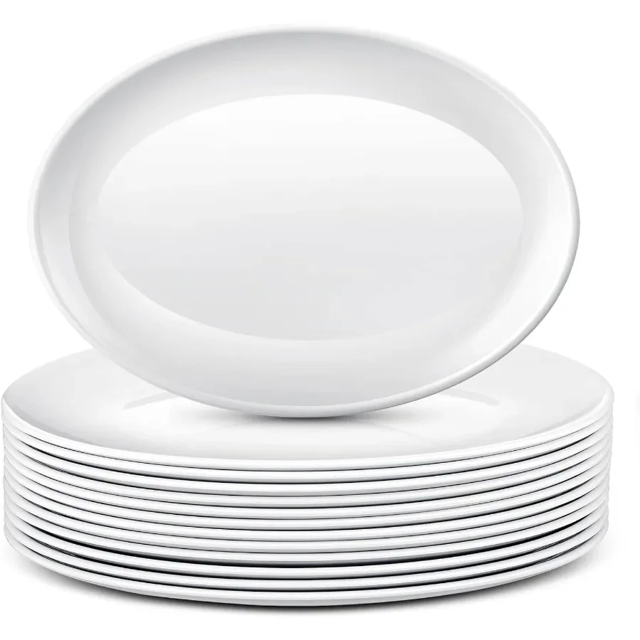 

12 шт. большие сервировочные тарелки, овальные подносы, белые тарелки, сервировочное блюдо для свадебной вечеринки, ресторана, дома, стейка, тако, суши, закуска