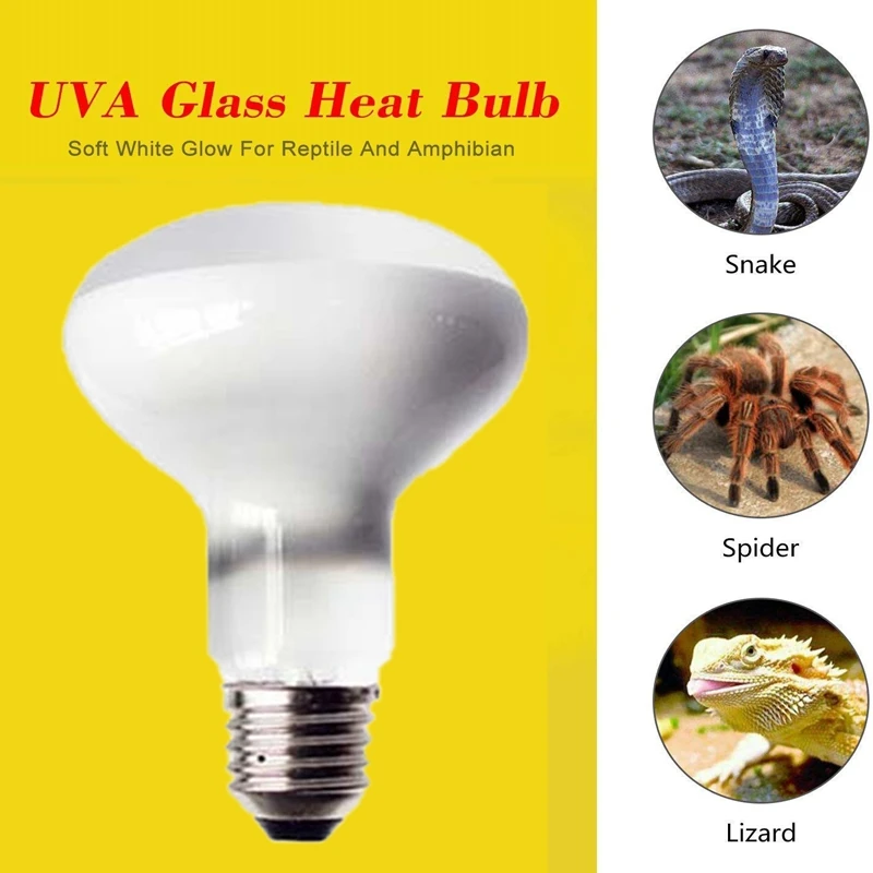 2 Pack UVA 100W Basking Spot Heat Lamp Bulb Soft Lighting Heat Bulbs For Reptile & Amphibian