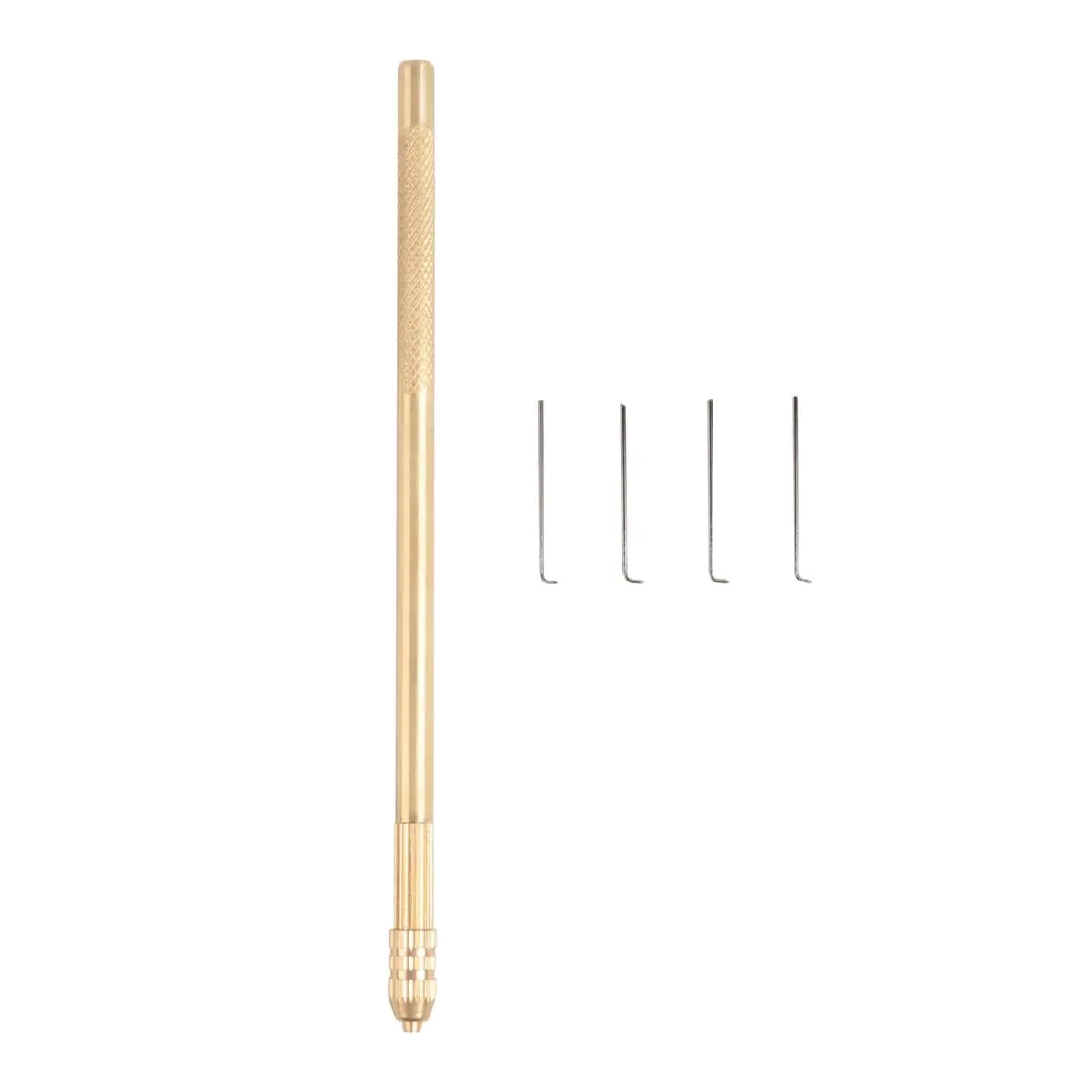 【Tools & Parts】 4pcs Ventilating Needles +1 Brasss Holder Making/Repair Lace Wigs Toupee Hairpiece Wig Knotting Hook Sets Beaded