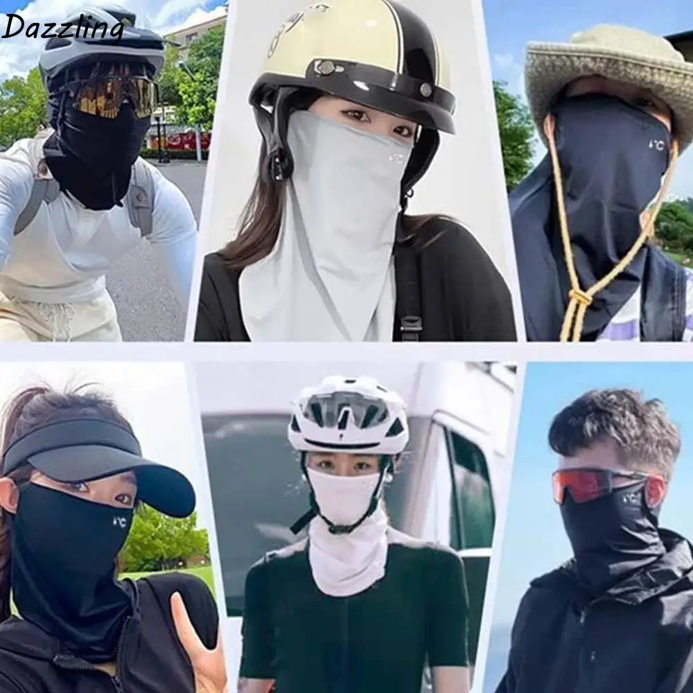 

3pcs/set Breathable Ice Silk Mask UPF50+ Quick Drying Ice Silk Sunscreen Sleeves Face Shield Polyester Men Sunscreen Veil