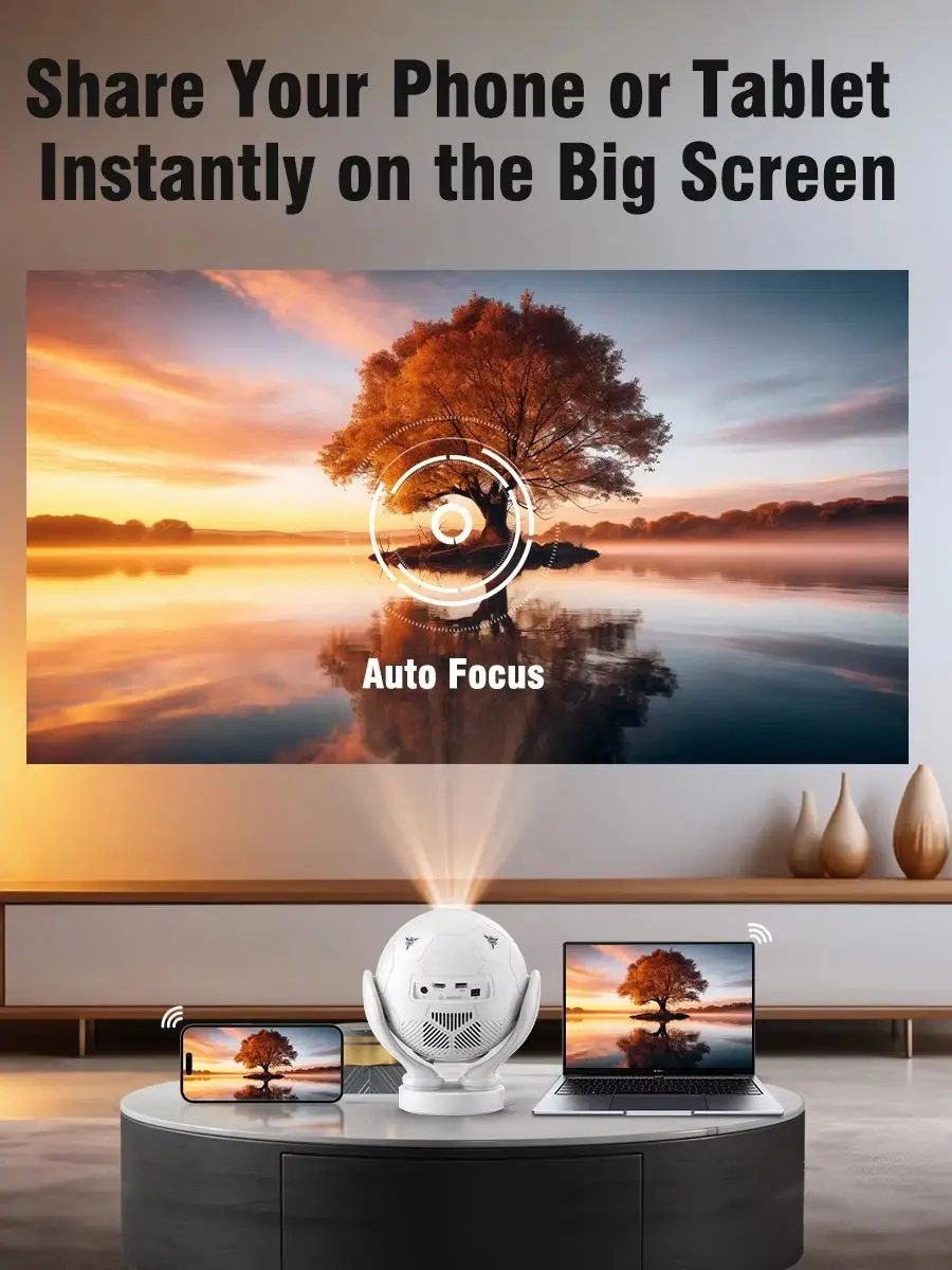 Magcubic HY320F 8K Projektor 500ANSI Wifi6 BT5.4 Sprachsteuerung Android 14 Heimkino Kreativer Fußball-Stil Filmprojektor
