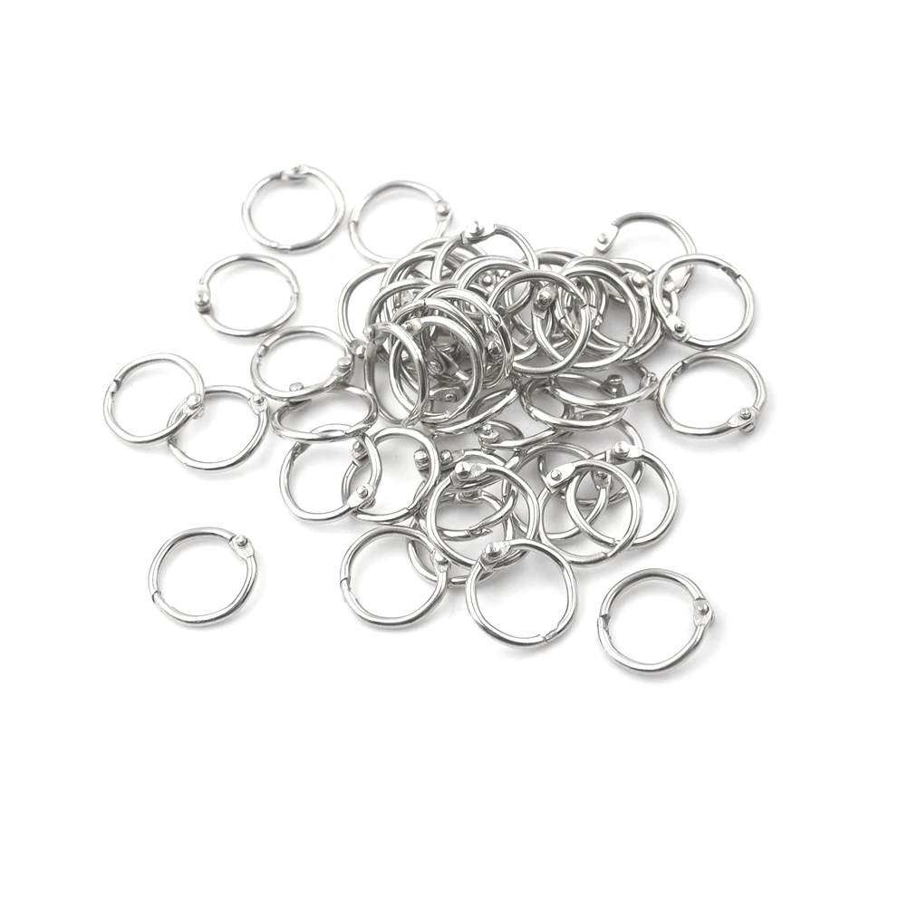 *50Pcs/lot Silver Metal Binder Rings Loose Leaf Office Book  Card Keychain Key Rings for School Home Office Organization
