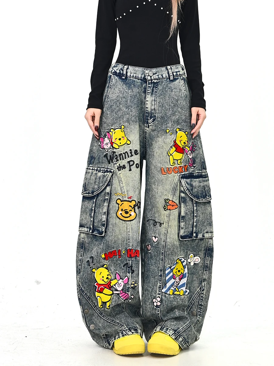 

Джинсы Lazy Bear Distred Wide Blade женские свободного кроя в американском стиле, модные, удлиненные, весна 2026, новинка