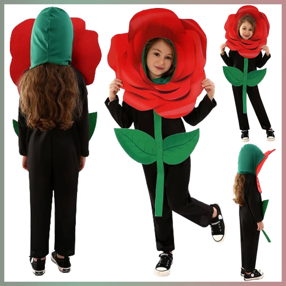 

Kids Rose Flower Halloween Cosplay Clothing Halloween Carnival Boys Girls Christmas Campus Stage Performance Costumes