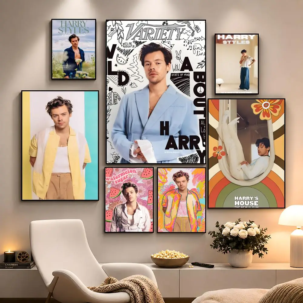 Singer Harry Styles Pop Fashion Poster Peel And Stick Wall Art PP Waterproof HD Bedroom Living Room Home Decor Gift