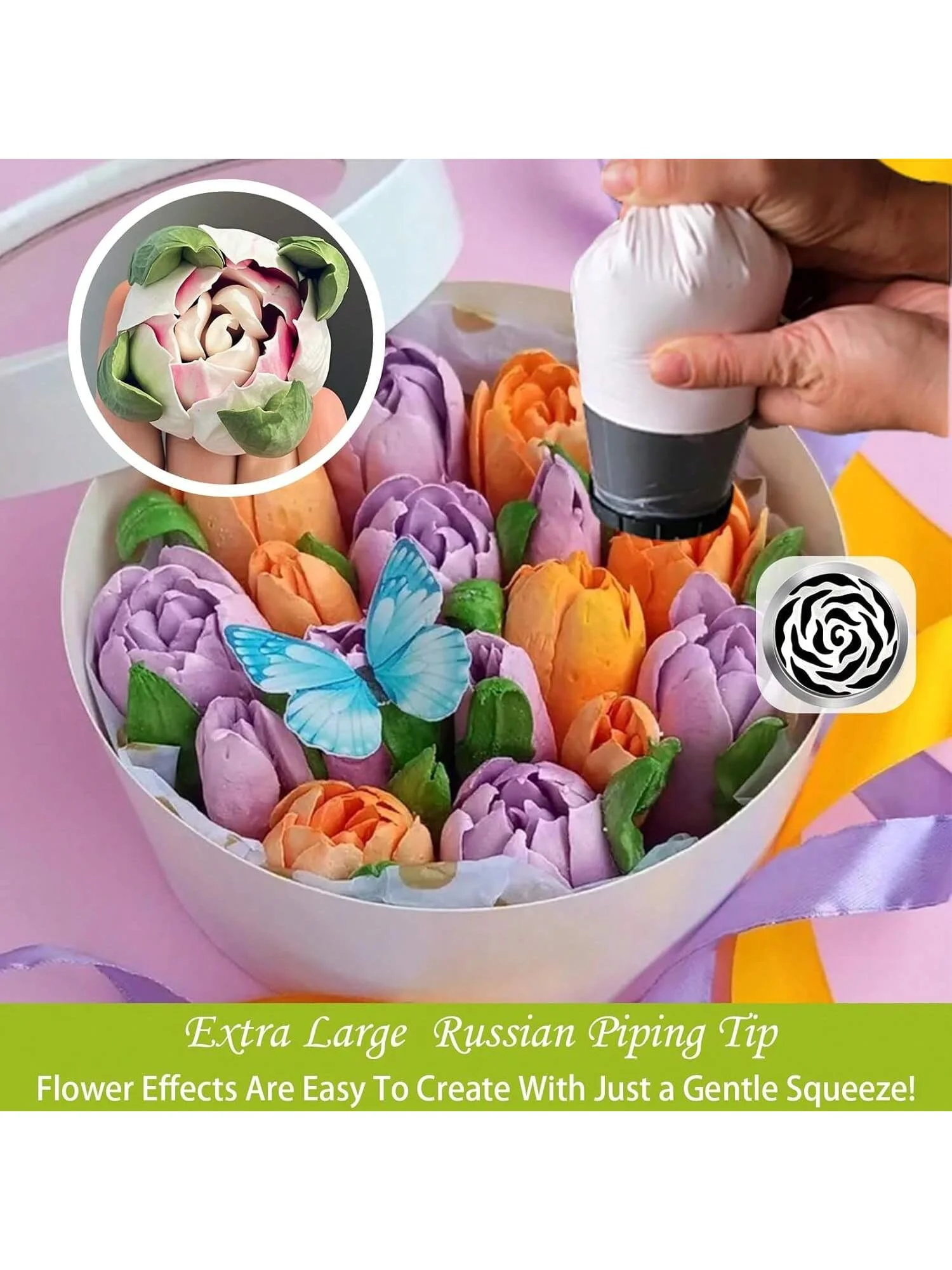Stainless Steel Oversized Russian Piping Rose Pattern Icing Pastry Nozzle Marshmallow Flower Cream Nozzle Kitchen Pastry Tool