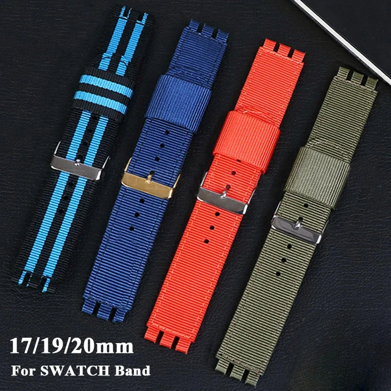 17mm 19mm 20mm Nylon Canvas Watch Band for SWATCH Bracelet Replacement Wrist Band Men Women Watch Accessories Belt Fabric Strap