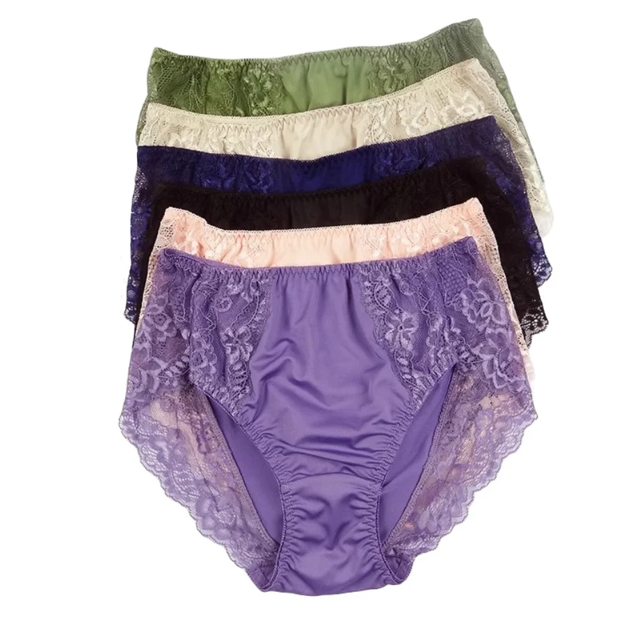 3 sztuk/zestaw majtki damskie delikatność koronkowe kalesony kobiece figi seksowna bielizna mleczny jedwab bardzo elastyczny Plus rozmiar 7XL bielizna