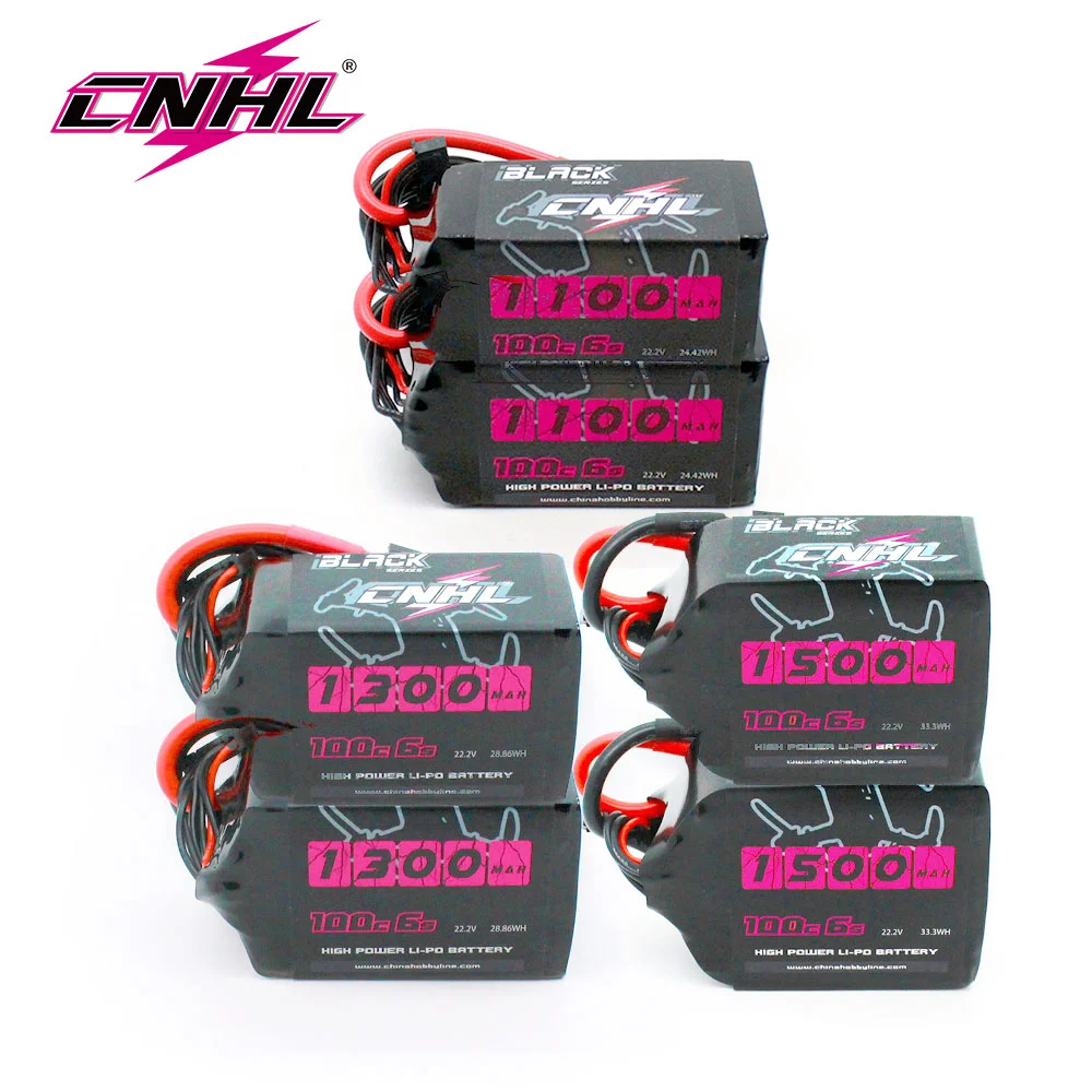 2PCS CNHL Lipo Battery 6S 22.2V 1100mAh 1300mah 1500mah 100C With XT60 For RC FPV Quadcopter Drone Airplane Helicopter Hobby