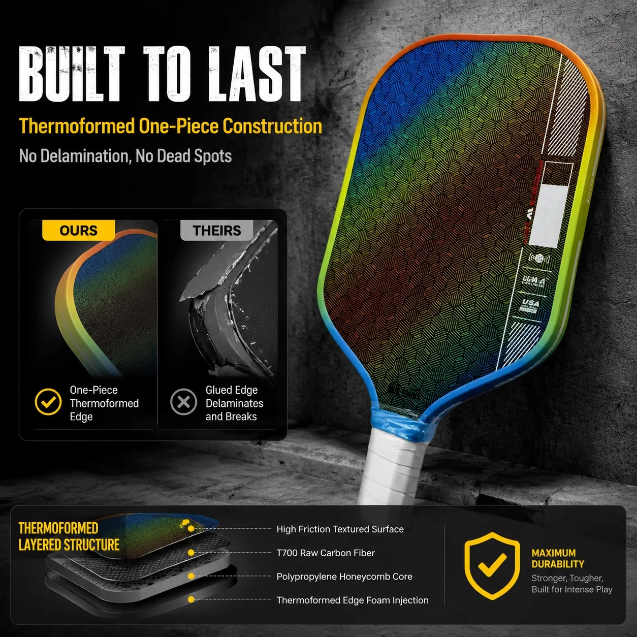 SONGYI Extreme Spin Power Carbon Fiber Pickleball Paddle Pro Series Pickle Ball Racket for Aggressive Topspin Serves Roll Volley image 4