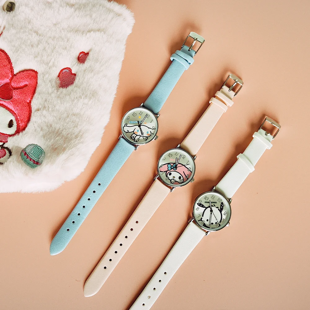 Sanrio Hello Kitty Watch Kuromi Cinnamoroll Cute Quartz Casual Waterproof WristWatch Women Girl Children Birthday Christmas Gift