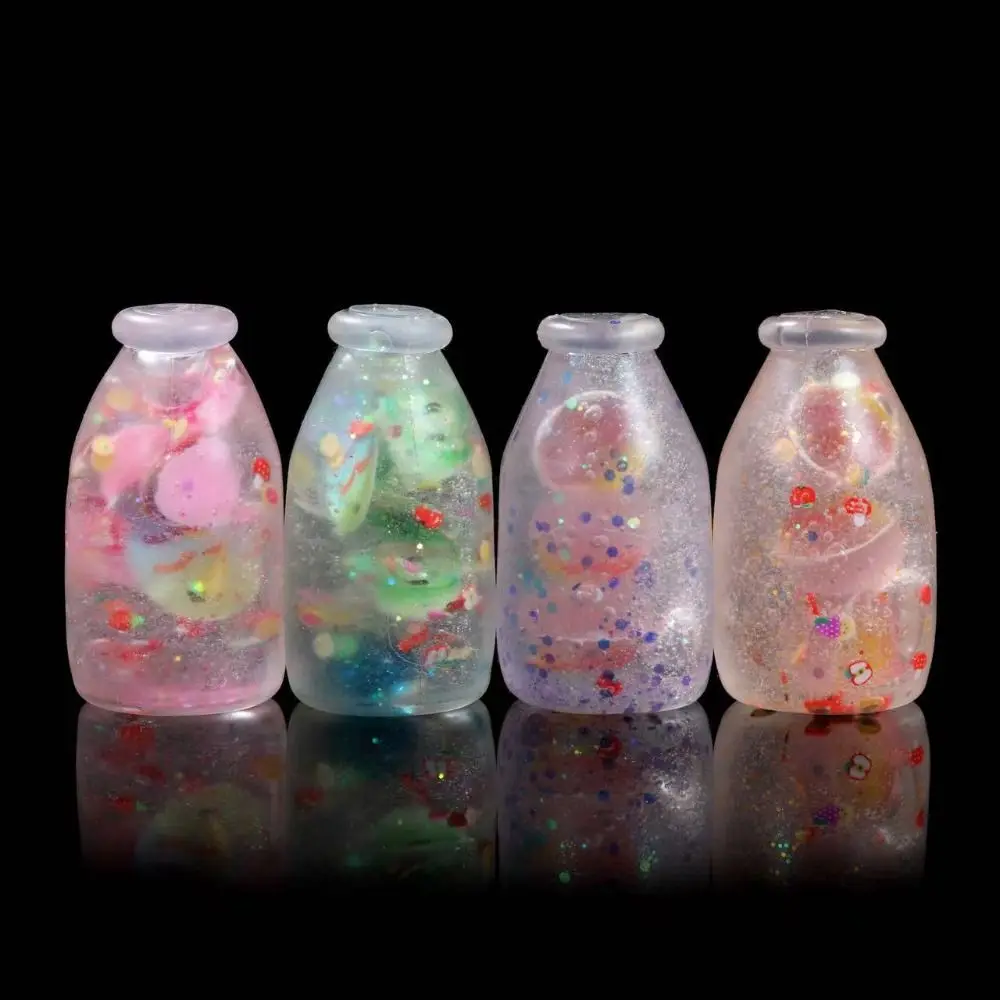 Transparent Fruit Bottle Squeeze Random Color Colorful Transparent Bottle Fidget Soft Sticky Maltose Bottle Squishy