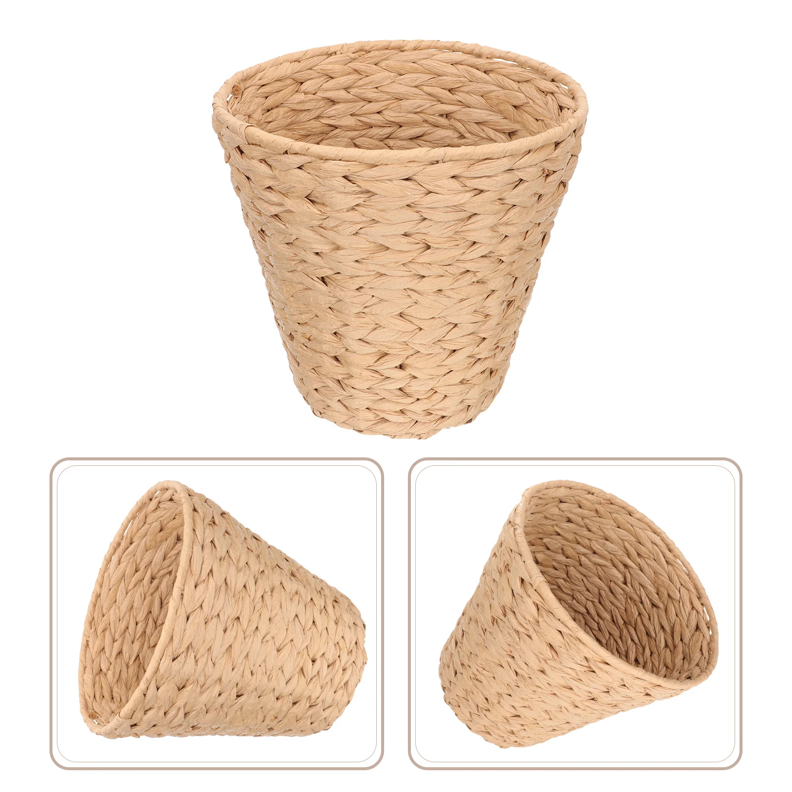 

Imitation Rattan Basket Multipurpose Storage Basket Home Desktop Sundries Organizer Trash Can Laundry Storage Container