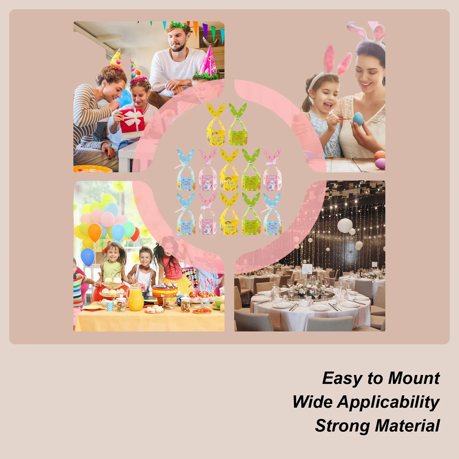 

Коробки для угощений, 12 шт., пасхальные коробки с кроликом для лакомств со лентой, контейнер с заячьими ушками для пасхальной выпечки, десерта, печенья, торта, конфеты