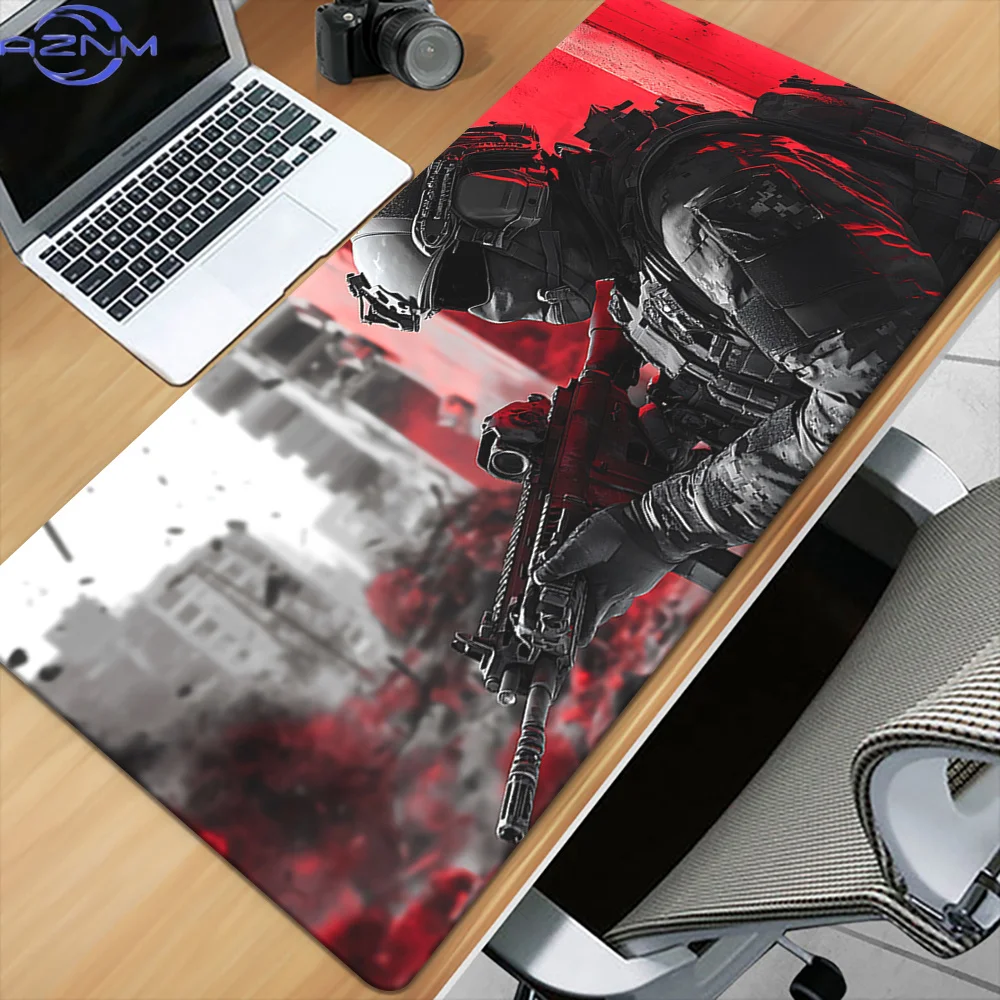 Red Gun Handsome Soldier Large Mouse Pad  Anti-Slip Rubber Desk Mat for keyboard pad PC Laptop Office gaming Accessory