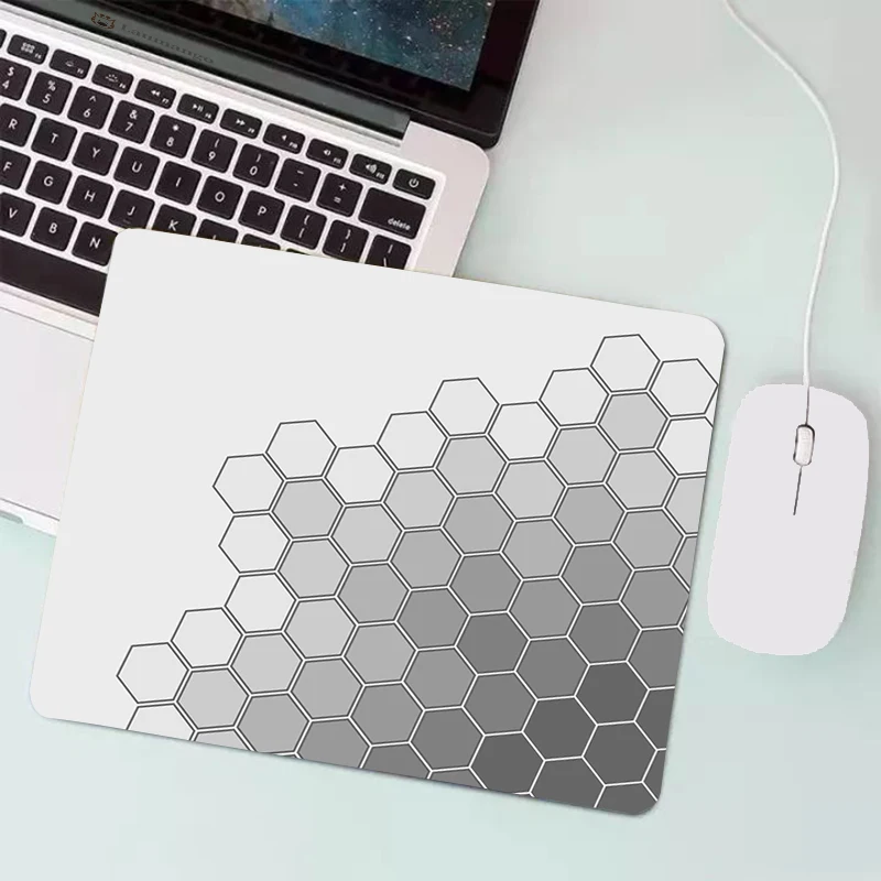 Honeycomb Shaped Technology Pattern Mouse Pad Glass Without Locking Edges Mouse Pad Computer Mouse Mat Laptop Deskmat PC
