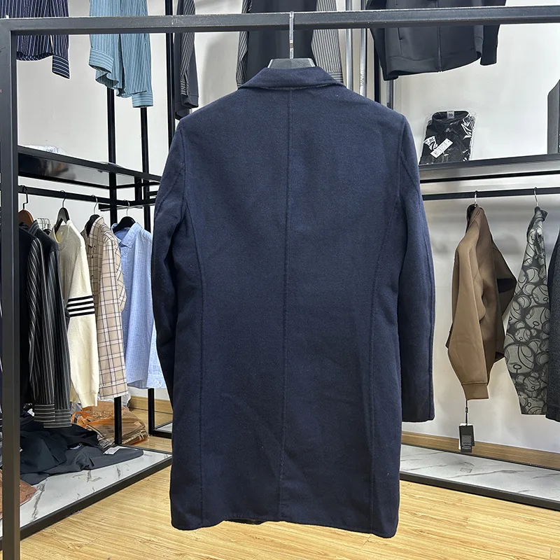 

Мужское деловое шерстяное пальто средней длины, двусторонняя одежда, модное городское облегающее длинное пальто, осенне-зимний сезон