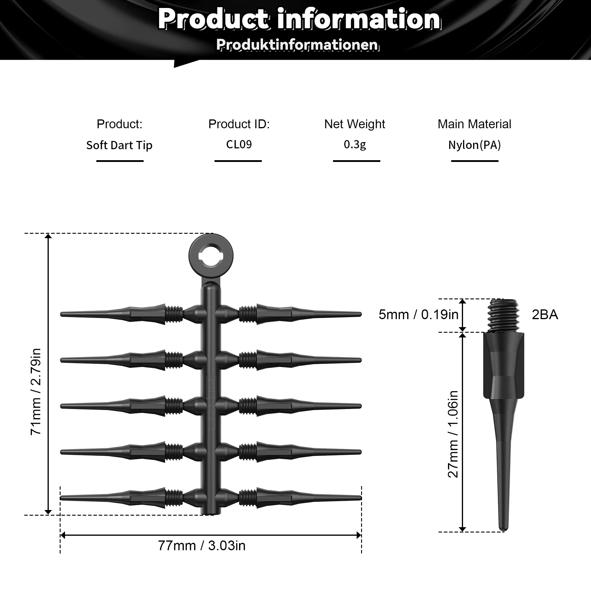 CyeeLife 50PCS High Precision Electronic Dart Plastic Professional Durable Soft Tip Points Needle Replacement Set Accessories