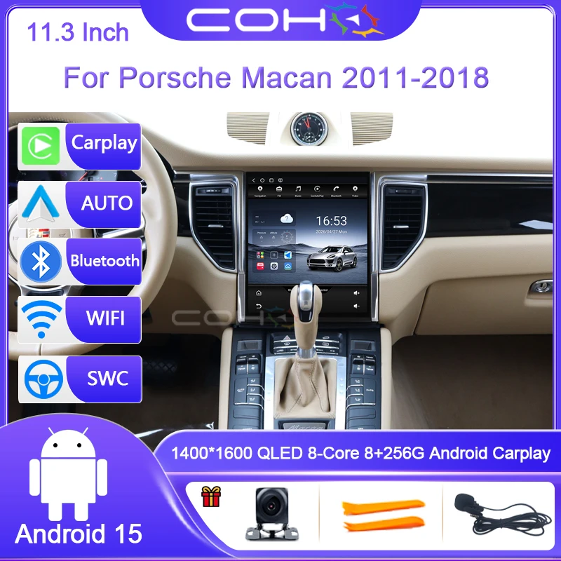 

11.3Inch For Porsche Macan 2011-2018 Tesla Style scrren Android15 8-Core Car Multimedia Player Stereo Receiver Radio GPS 4G WIFI