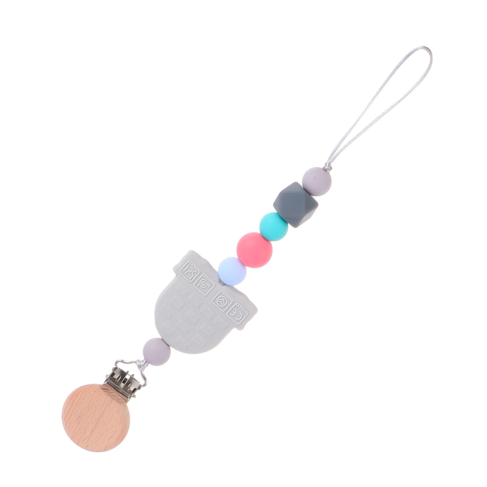 

Радужная цепочка для соски, серый силиконовый зажим для коляски, прорезыватель, бусины, держатель для соски, принадлежности для кормления младенцев