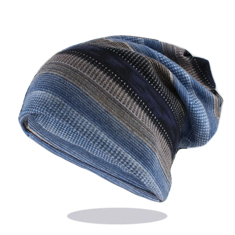 New Arrival Stiped Color Adult Fashion Hat For Girls Dance Autumn Spring Warm Beanies Hip Hop Cotton Head Scarf Double Used Bone